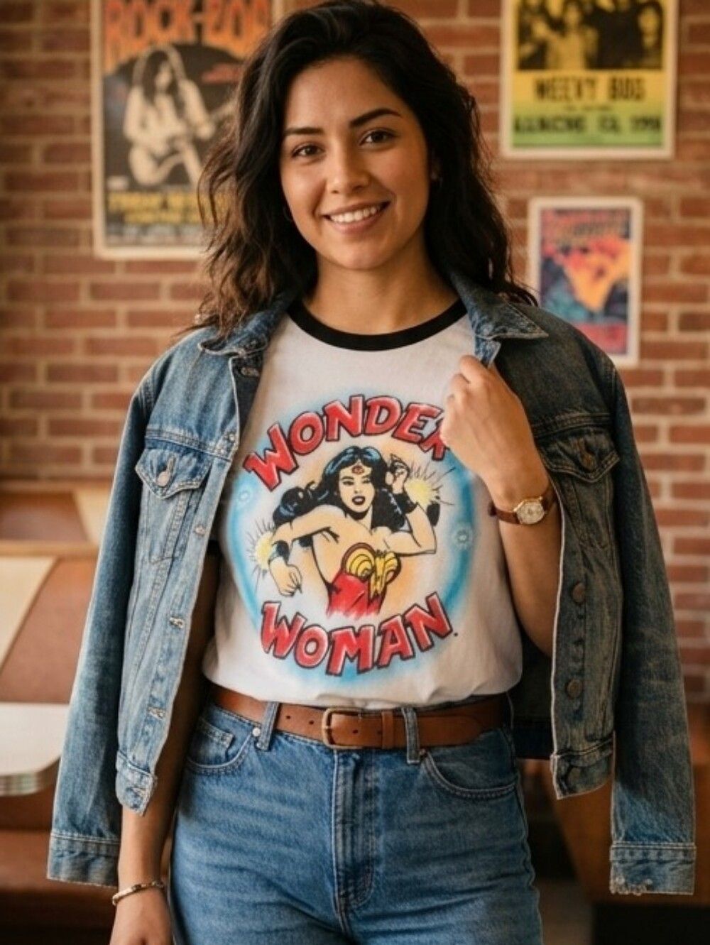 Vintage-Style Wonder Woman Ringer Tee - 2XL - 100% Cotton